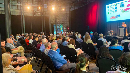 Native bee enthusiasts listen to a presentation at the 2026 Australian Native Bee Conference in Cairns, Queensland.